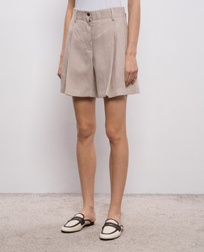 Brunello Cucinelli Beige linen shorts MA698DV499