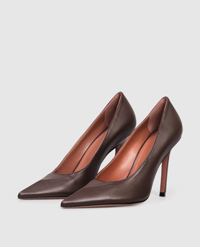 Amina Muaddi Brown leather Christine shoes 15S365670CHR