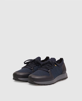 Doucal's Blue logo-embossed combination sneakers DU3221SYDNPX783