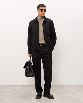 Peserico Black wool jacket with logo patch R5230302445