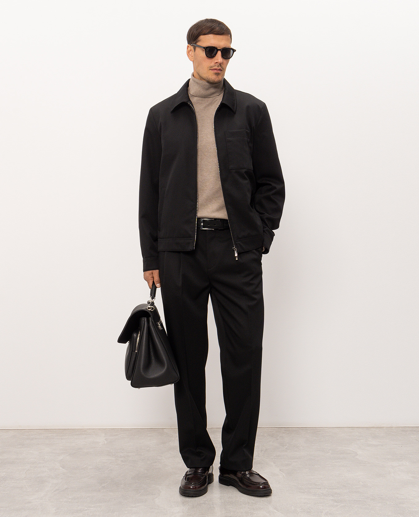 Black wool jacket with logo patch Peserico 2