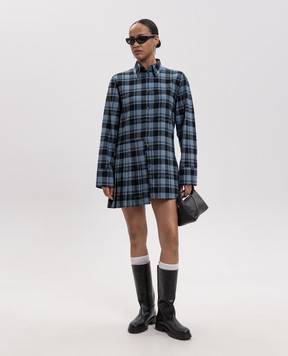 Off-White Blue checkered shirt dress 2FU00353T