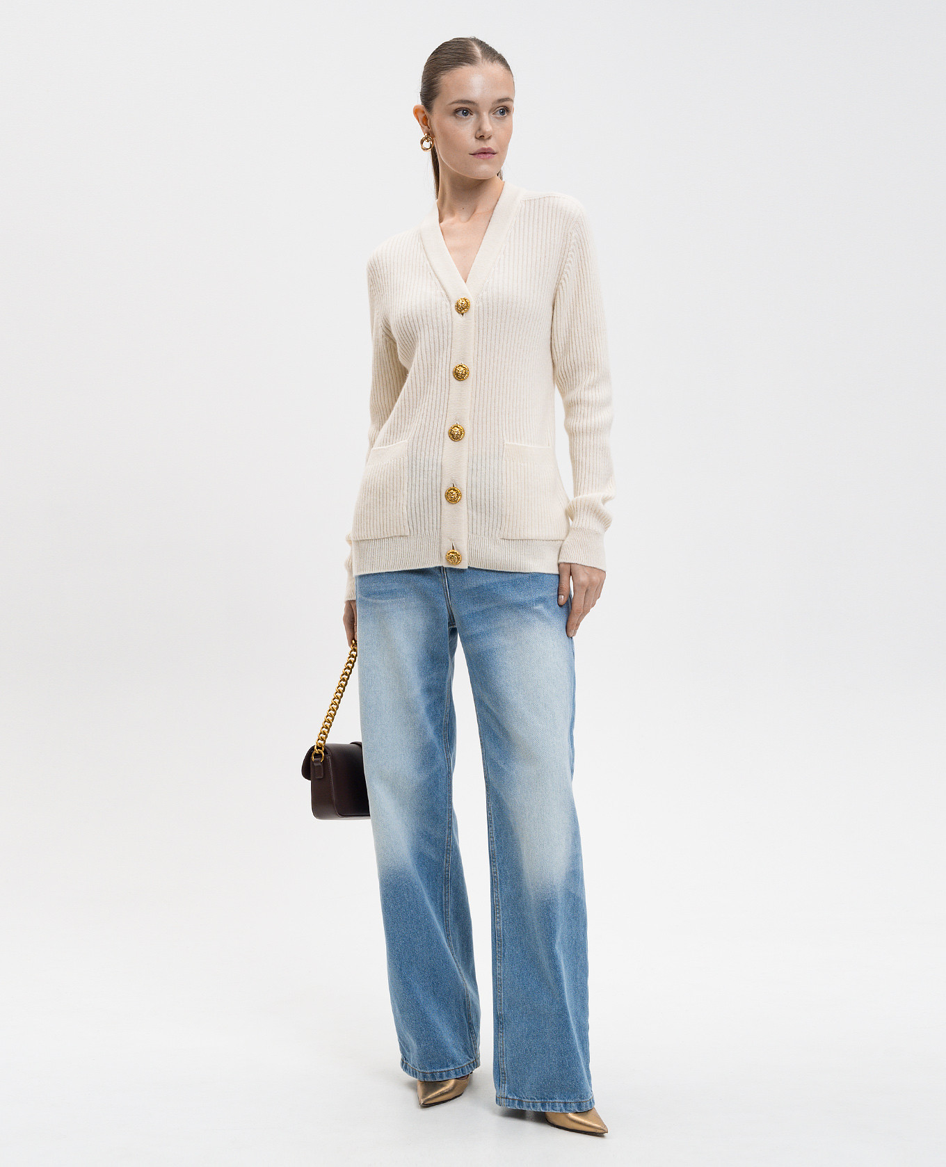 

White cashmere and wool cardigan Balmain