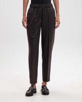 Peserico Brown wool pants with lurex A04072Z03359