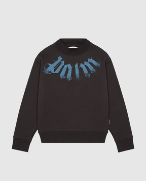 Palm Angels Children's black insulated sweatshirt with logo print F6PAJBSW058