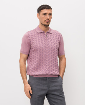 Stefano Ricci Pink polo shirt with geometric silk pattern K818115P31F26281