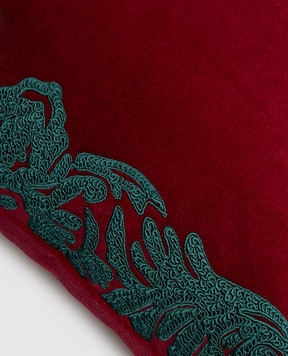Etro Burgundy velour decorative pillow with Pegaso embroidery UKAA0004AR386