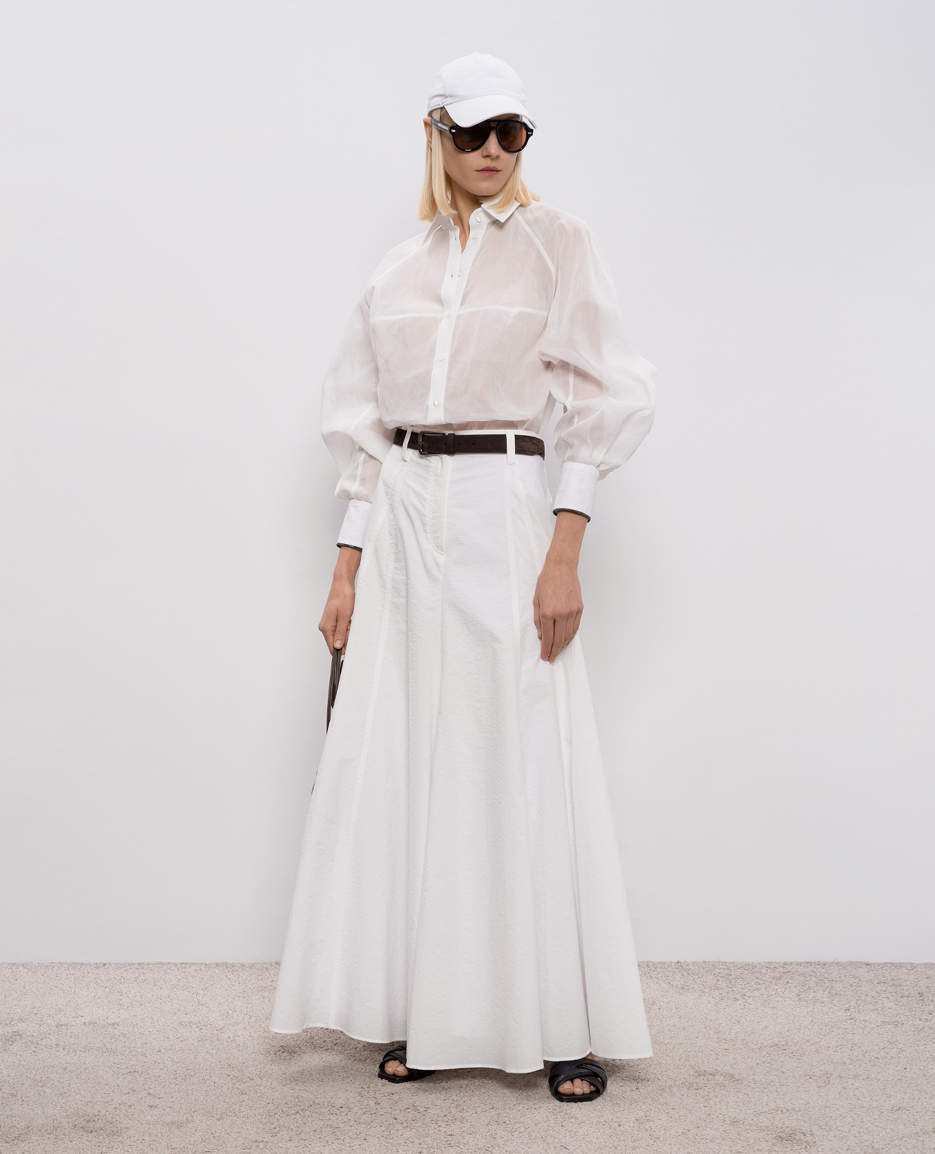 

White maxi skirt with monil chain Brunello Cucinelli