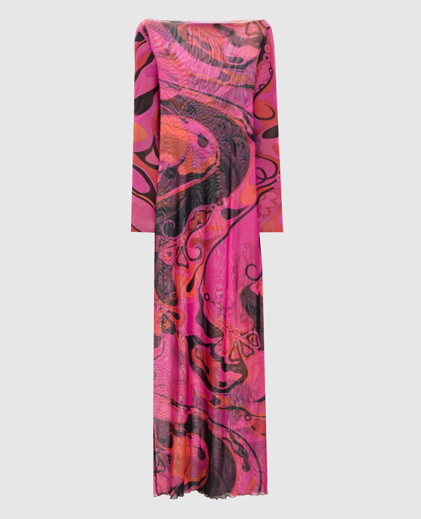 Pink maxi dress with Orchidee print
