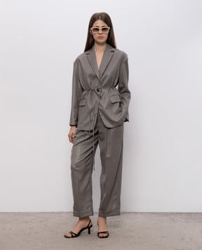 Brunello Cucinelli Gray striped wool pants MP189P8995