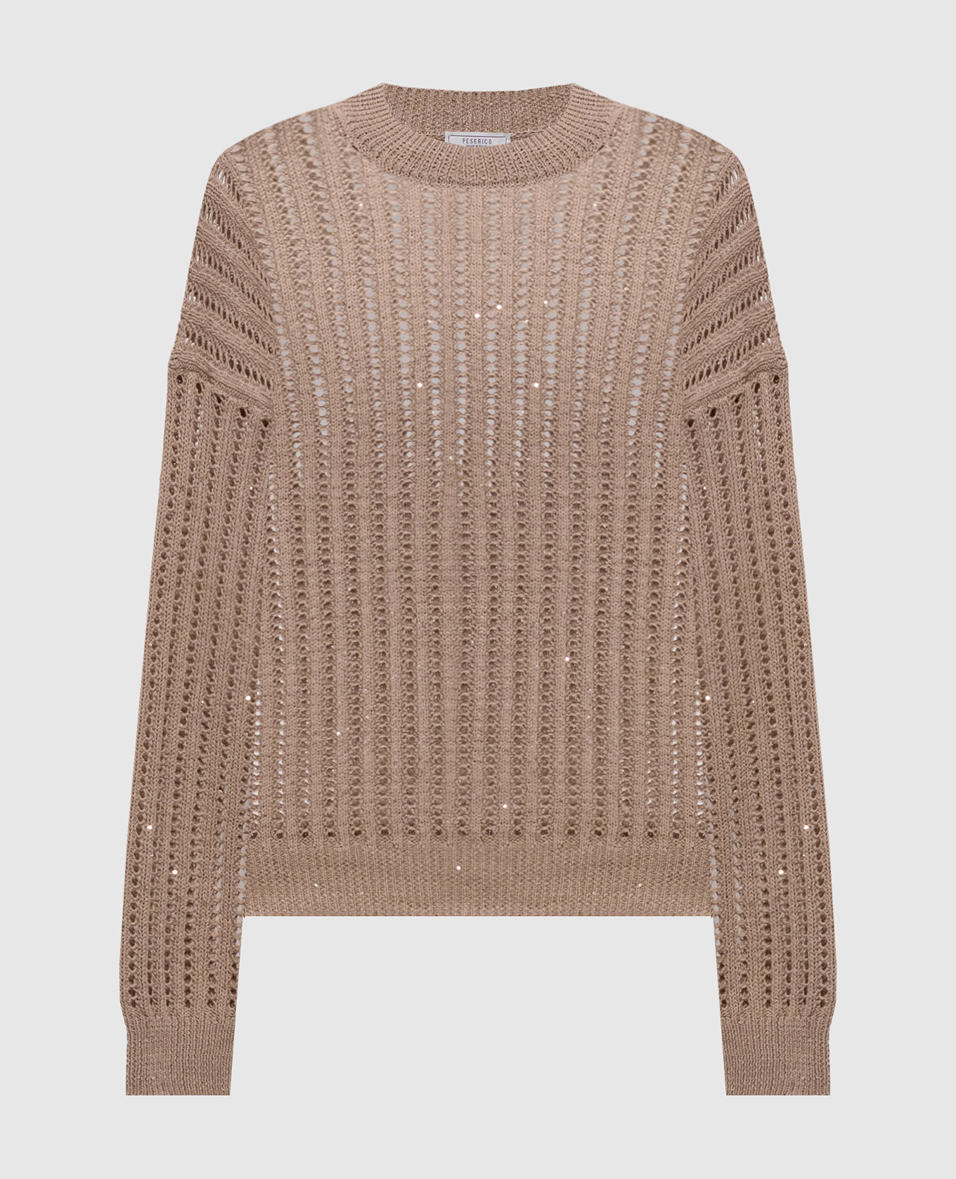 Brown openwork jumper with sequins
