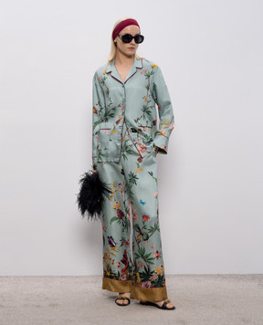 La DoubleJ Green silk pajama-style blouse SHI0077SIL001ZOF04