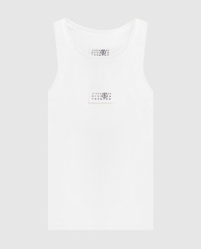 Maison Margiela MM6 White ribbed top with logo patch S52NL0075M20054