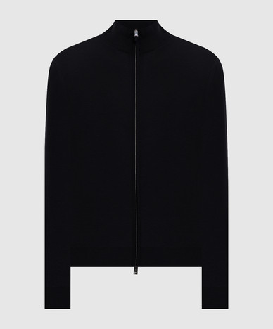 Schwarze Wollstrickjacke