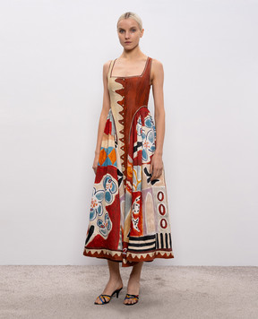 Alemais Michelle dress in branded linen print 6040D