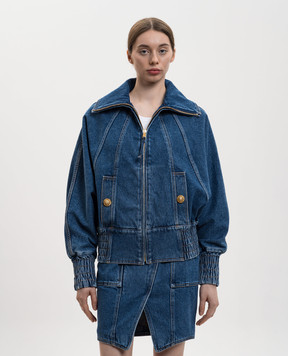 Balmain Blue denim jacket with zipper GF1TC210DG08