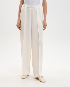 Fabiana Filippi Ivory linen pants with monil chain PAD276F336M150