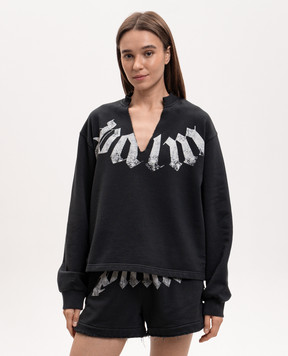 Palm Angels Black sweatshirt with logo print PWBA05GS26FLE001