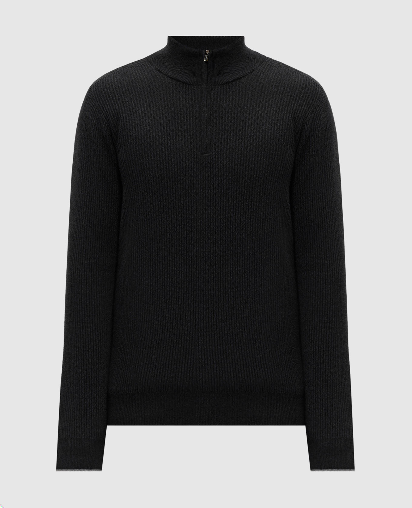 Black cashmere jumper with zipper