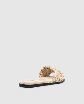 Agnona Beige leather flip-flops with weaving LI1102L8265