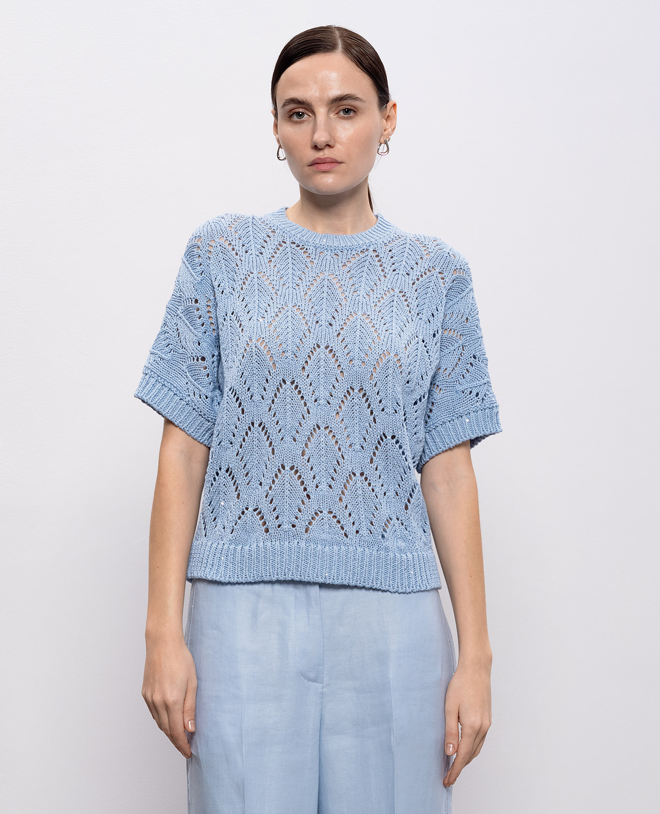 

Blue top with openwork pattern Peserico, Light blue