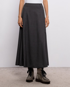 Peserico Gray wool midi skirt A0573303472