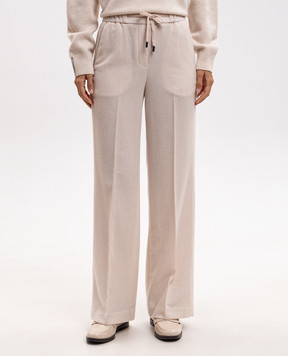 Peserico Beige wool and cashmere pants P0440504314