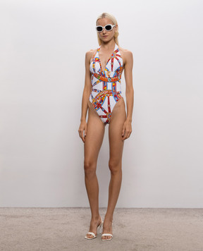 Dolce&Gabbana White printed swimsuit O9C27JON0HE