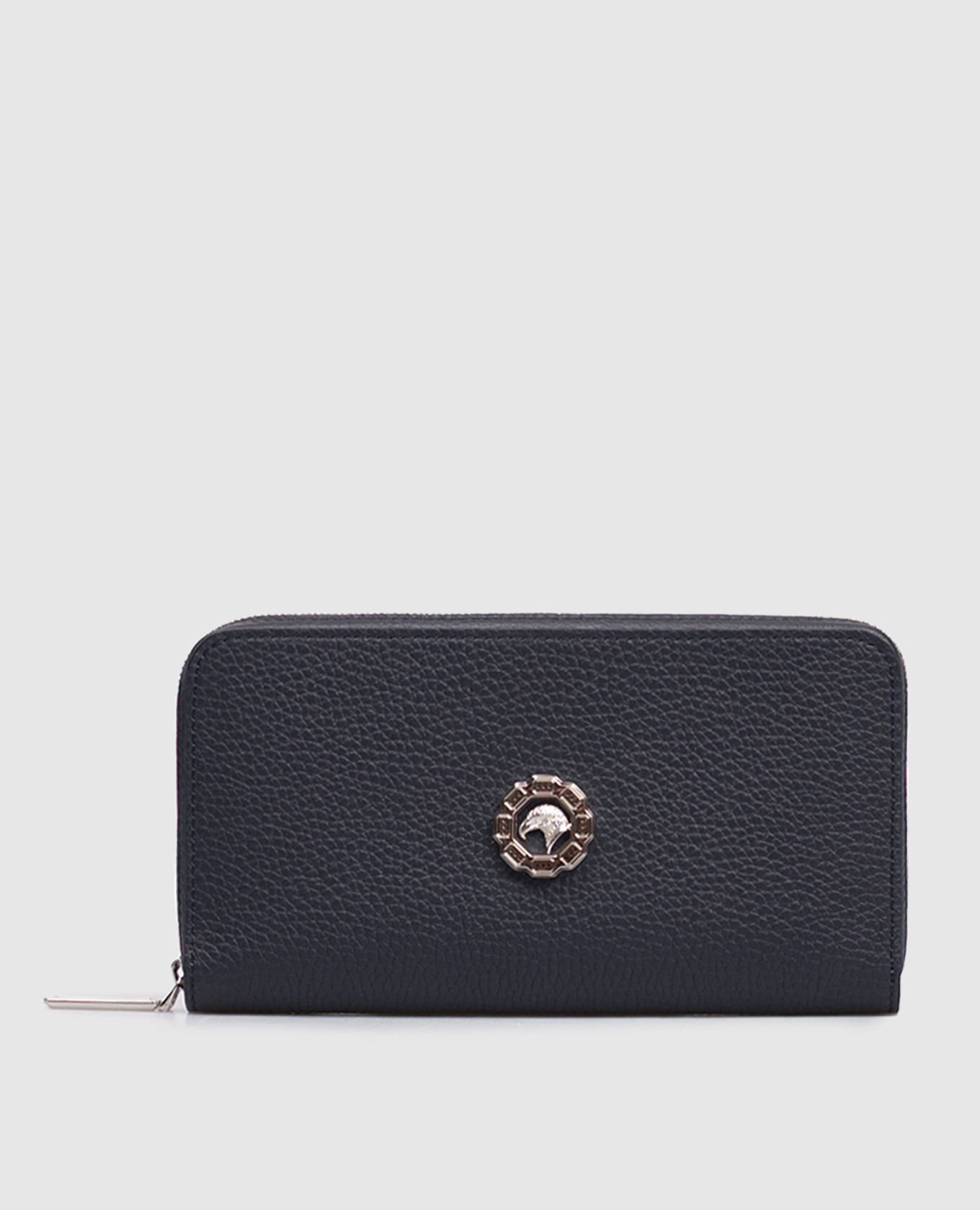 

Blue leather wallet with palladium-plated emblem Stefano Ricci