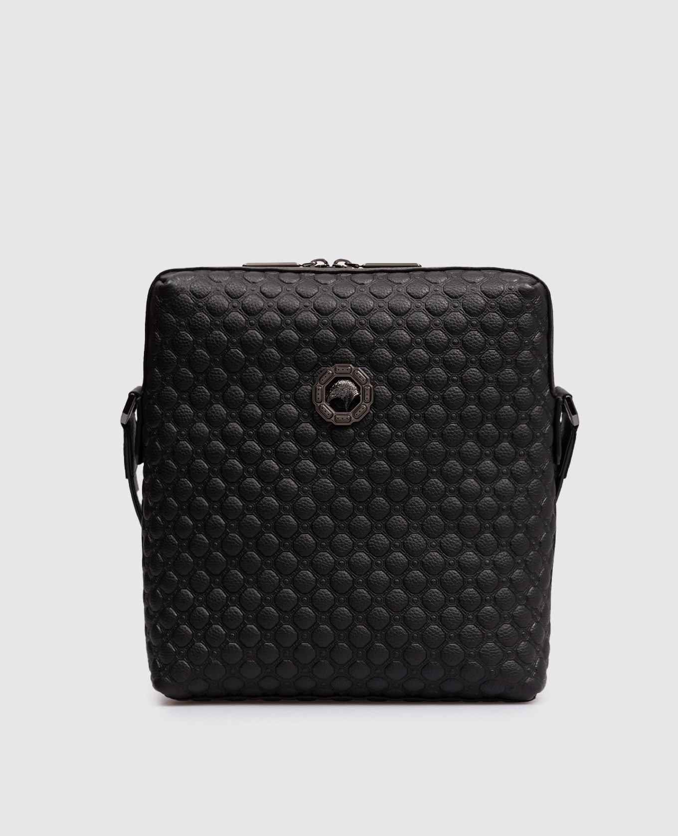 

Black leather bag with textured emblem Stefano Ricci