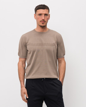 Stefano Ricci Brown T-shirt with monogram logo pattern K616448G10F26115