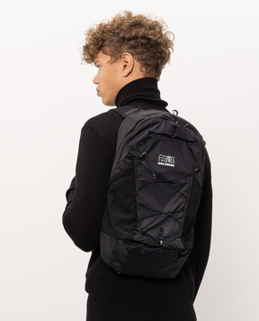 Maison Margiela MM6 Black backpack with logo print SB5WA0013P5782