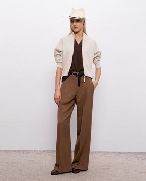 Brunello Cucinelli Brown T-shirt with monil chain MPT18BD222