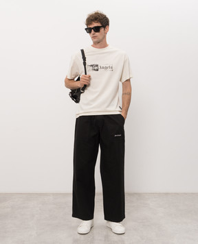 Palm Angels Black pants with logo embroidery PAMCA004FB001