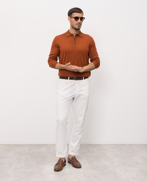 Stefano Ricci Terracotta wool, silk and cashmere polo with monogram KE08004P30E26374