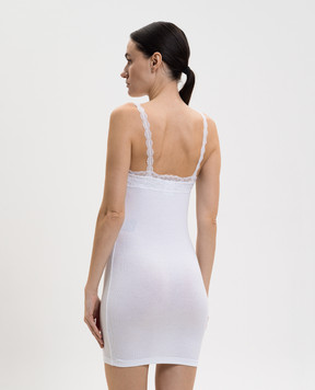 Vetements White ribbed mini dress with lace WE76DR427W