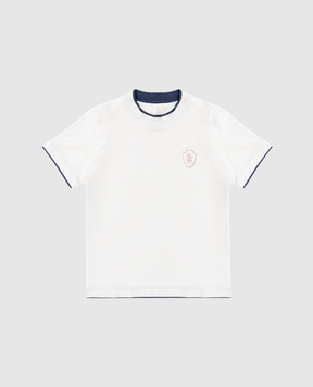 Brunello Cucinelli Children's white T-shirt with emblem BW857927TA