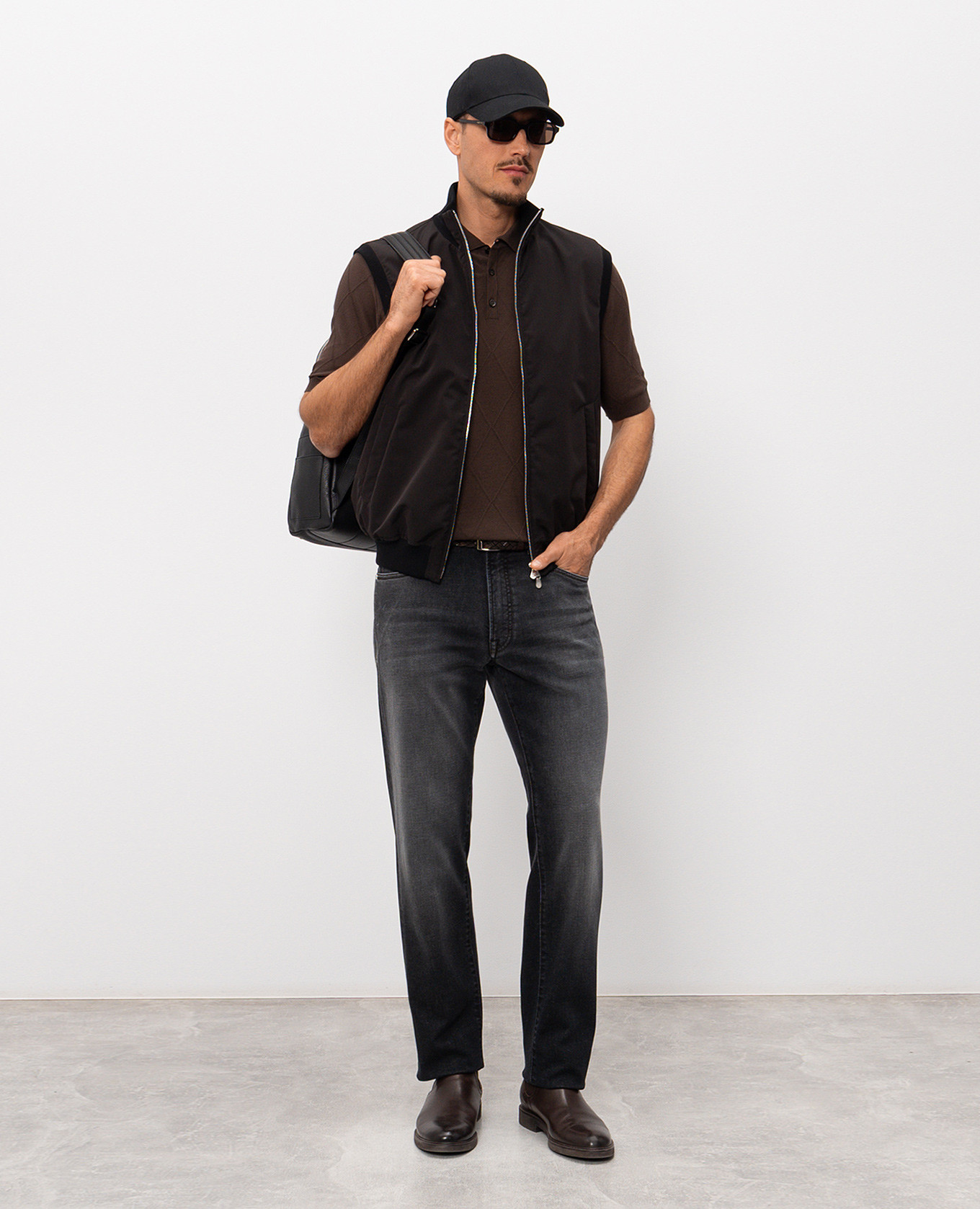 

Brown polo shirt with geometric pattern Peserico