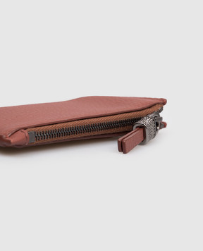 Brunello Cucinelli Brown leather cardholder with logo print MWCAM2714