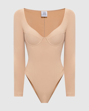 Vetements Beige bodysuit with logo embroidery WE76BD406T