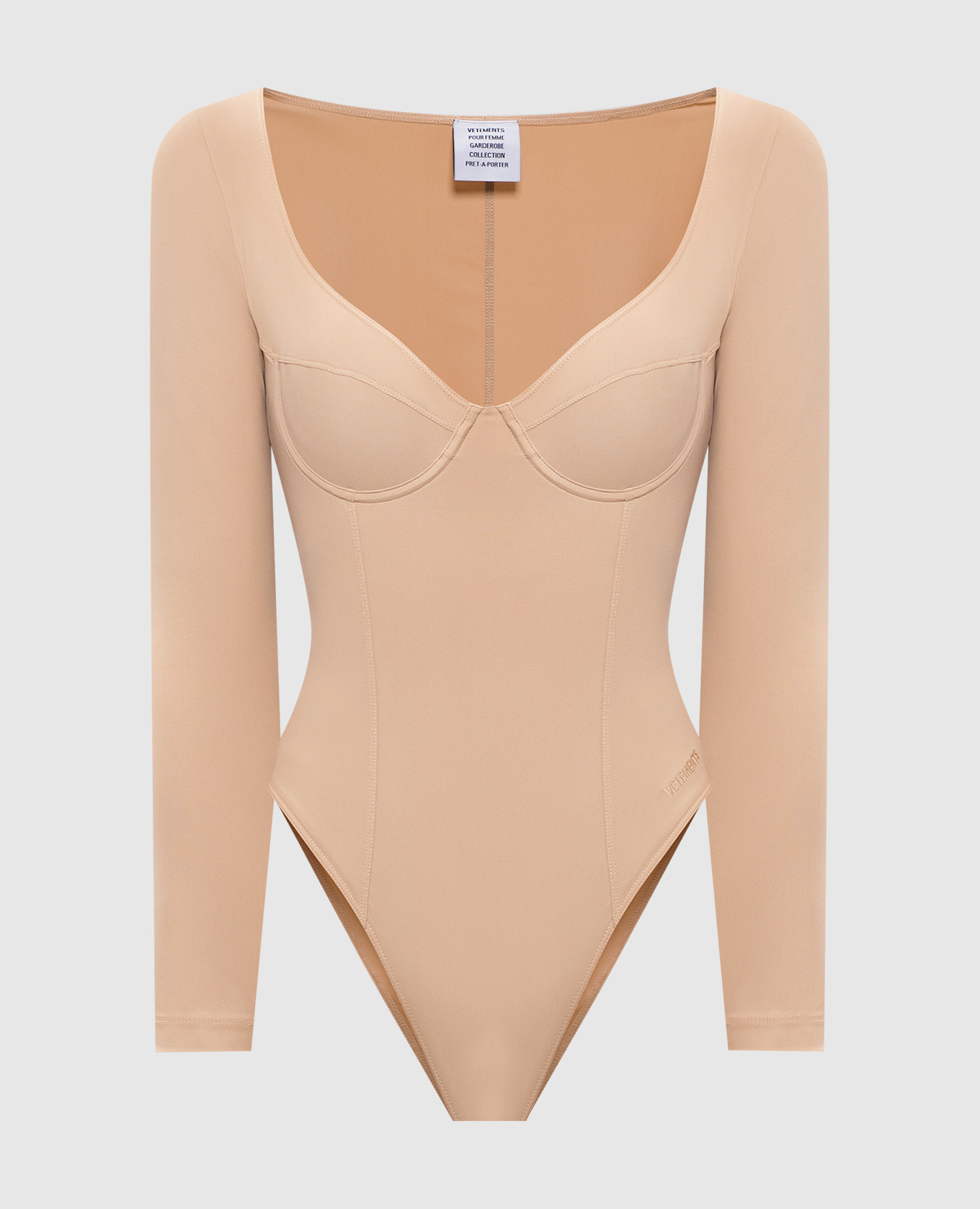 

Beige bodysuit with logo embroidery Vetements