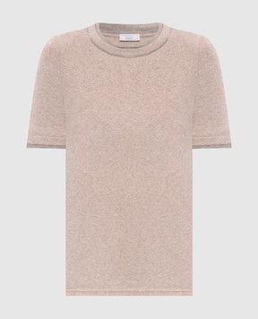 Peserico Beige melange T-shirt with chain and lurex A06809J05669C