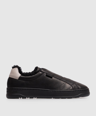 Zapatillas LAYTON de piel negra con pelo