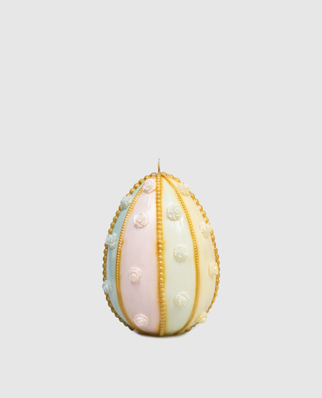 

Egg-shaped candle with flower and pearl decorations Cereria Introna, White