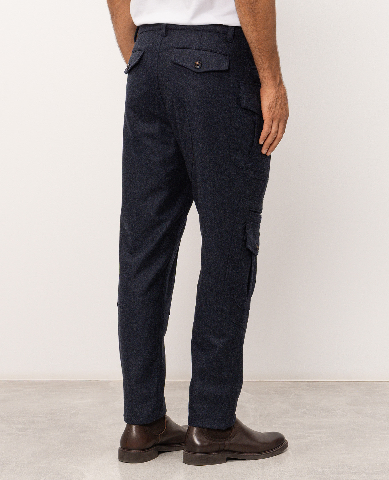 Blue wool cargo pants Brunello Cucinelli 4