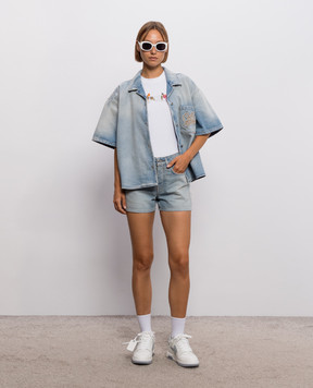 Off-White Blue denim shorts with a frayed effect 2FJ00584B
