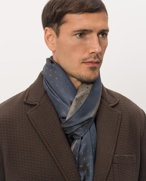 Stefano Ricci Blue silk and cashmere scarf MWA63000407442