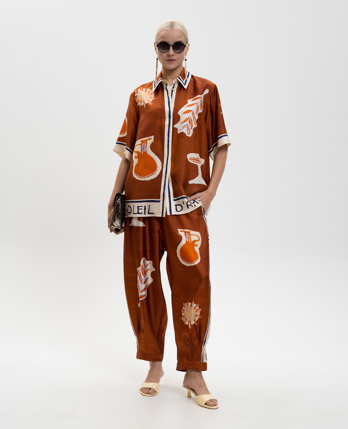 

Soleil D'Amour brown silk blouse Alemais