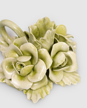 Bitossi Home Green ceramic candlestick with roses EMP00411