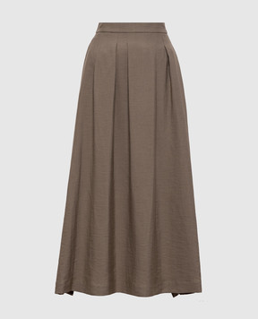 Peserico Brown midi skirt with linen A0511105435
